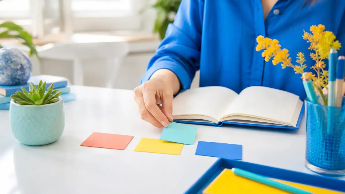 Bright editorial scene in which a delayed task becomes a clear signal pointing towards a practical next step