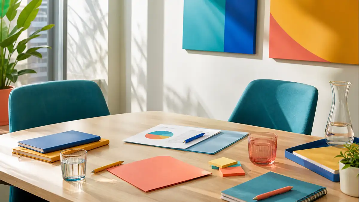 Bright editorial scene showing two people preparing a clear and constructive difficult conversation