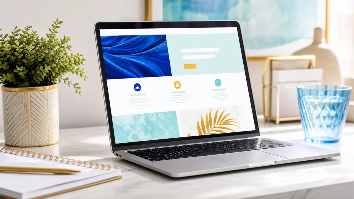 Bright editorial scene of a professional website that makes its purpose, method and next step immediately clear